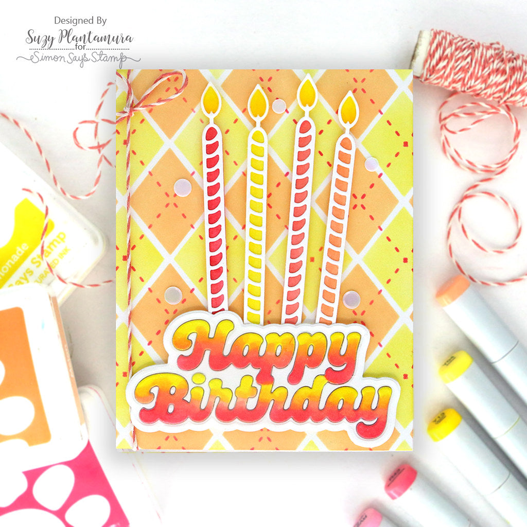 Simon Says Stamp Set of 3 Stencils Argyle Builder 1075st Rain or Shine Birthday Card | color-code:ALT11