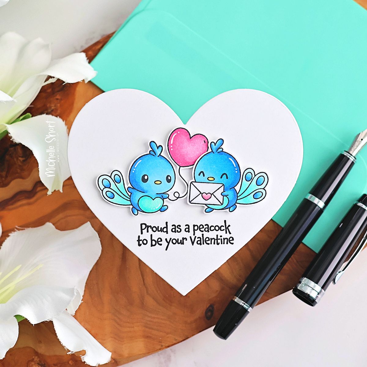 Simon Says Clear Stamps Sweet Peacock 3357ssc Heart to Heart Valentine's Day Card | color-code:ALT01