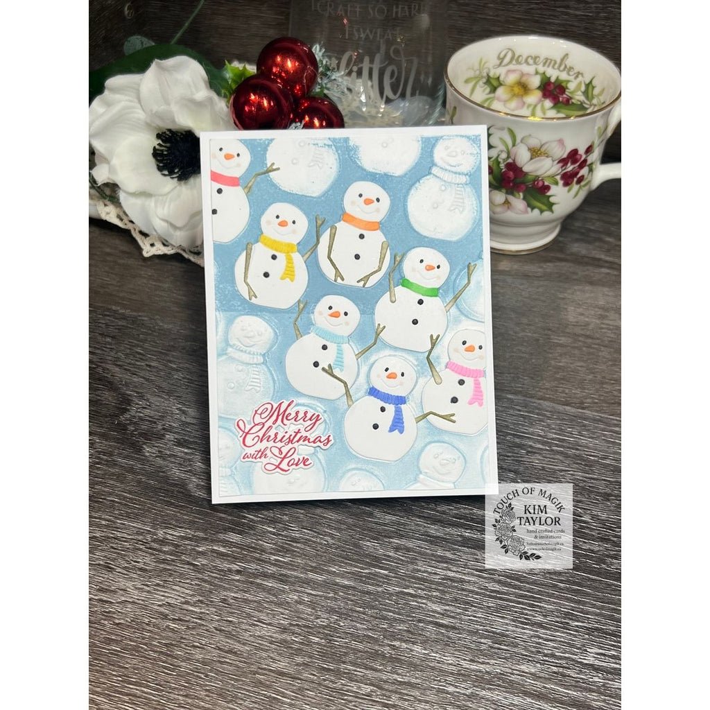 Simon Says Stamp Embossing Folder and Cutting Die Sweet Snowmen sfd573 DieCember Holiday Card