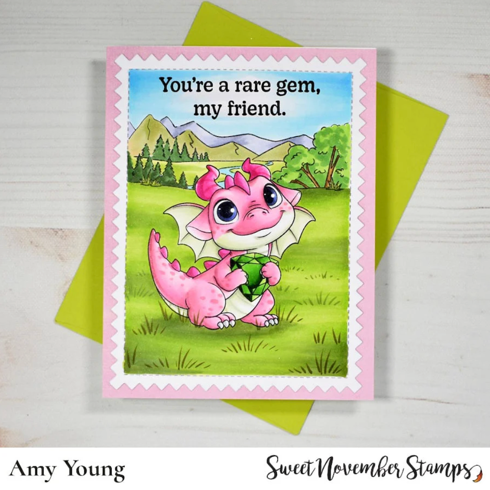 Sweet November Stamps August Peridot Dragon Clear Stamp Set sns-ap-dr-25 amy