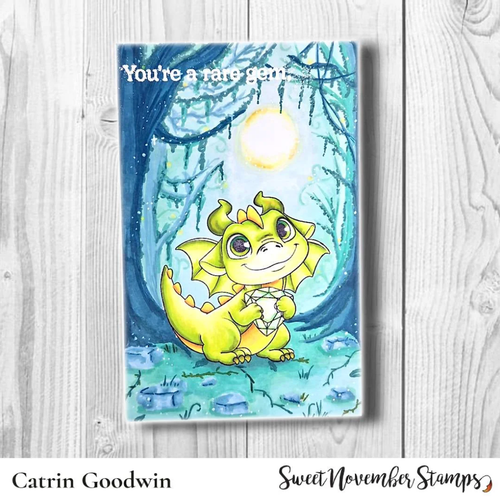 Sweet November Stamps August Peridot Dragon Clear Stamp Set sns-ap-dr-25 catrin