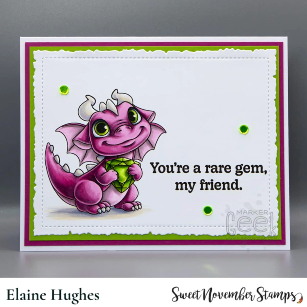 Sweet November Stamps August Peridot Dragon Clear Stamp Set sns-ap-dr-25 elaine