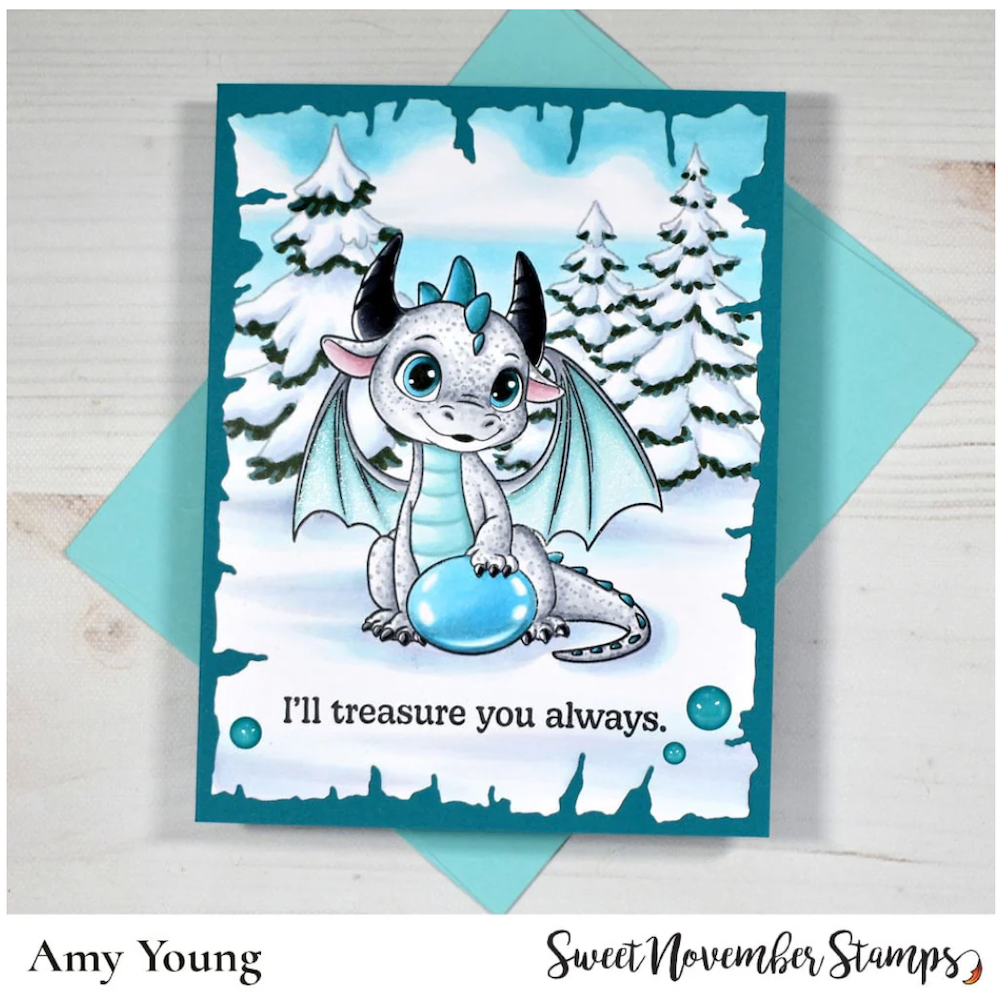 Sweet November Stamps December Turquoise Dragon Clear Stamp Set sns-dt-dr-25 amy