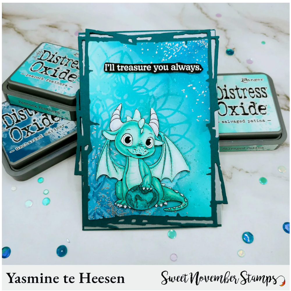 Sweet November Stamps December Turquoise Dragon Clear Stamp Set sns-dt-dr-25 yasmine