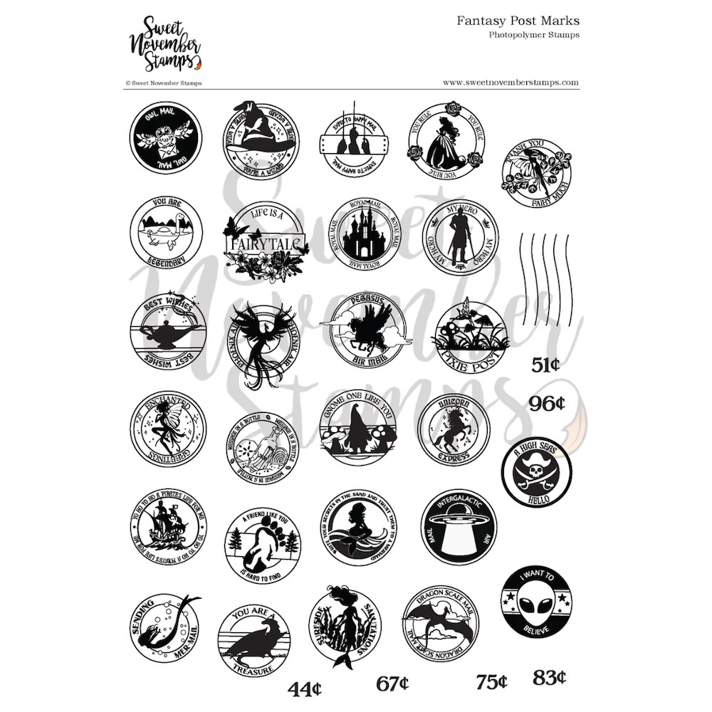 Sweet November Stamps Fantasy Post Marks Clear Stamp Set sns-fa-pm-25