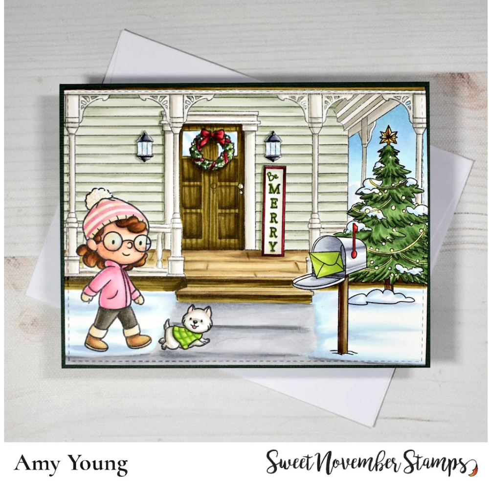 Sweet November Stamps Front Porch Christmas Decor Clear Stamp Set sns-cd-wn-25 amy