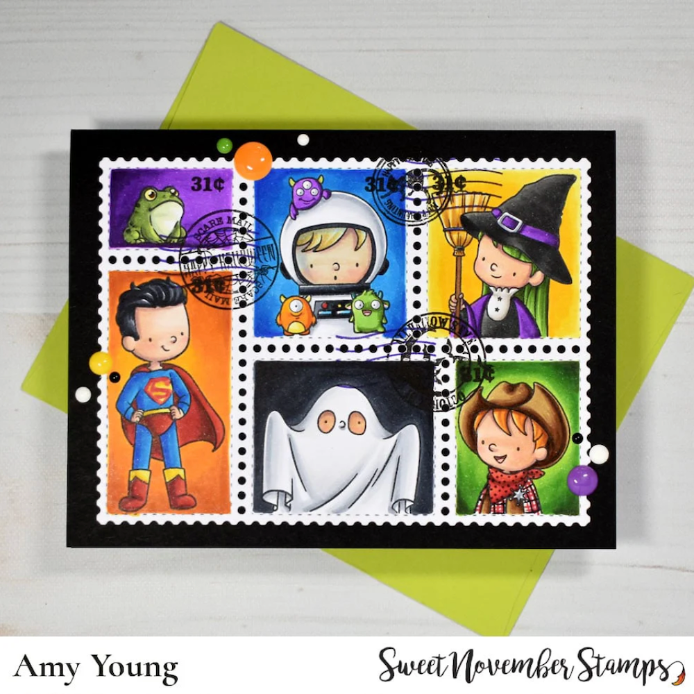 Sweet November Stamps Halloween Postage Pals Landscape Clear Stamp Set sns-pl-hw-25 amy