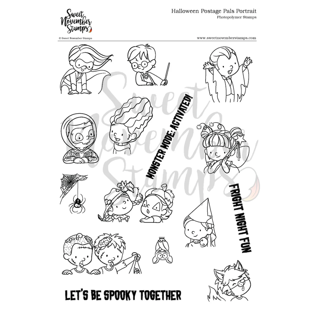 Sweet November Stamps Halloween Postage Pals Portrait Clear Stamp Set sns-pp-hw-25
