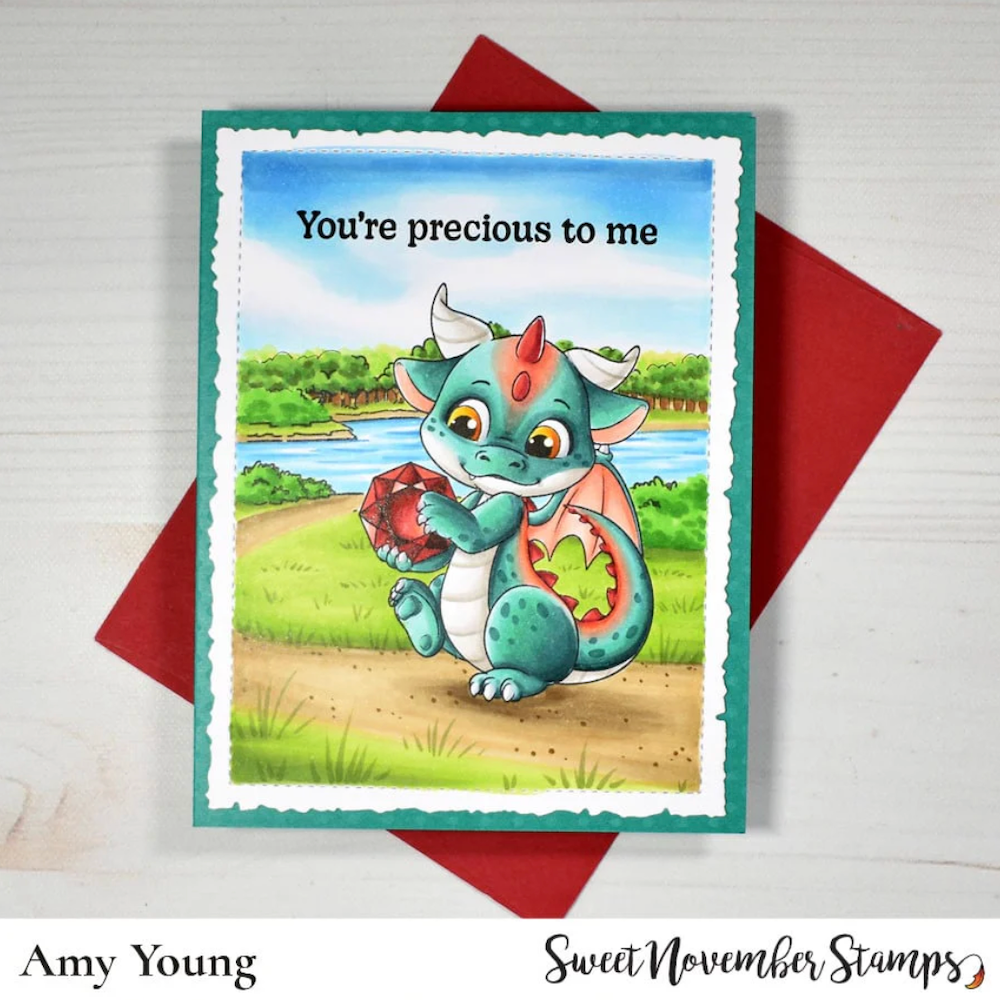 Sweet November Stamps July Ruby Dragon Clear Stamp Set sns-jr-dr-25 blue