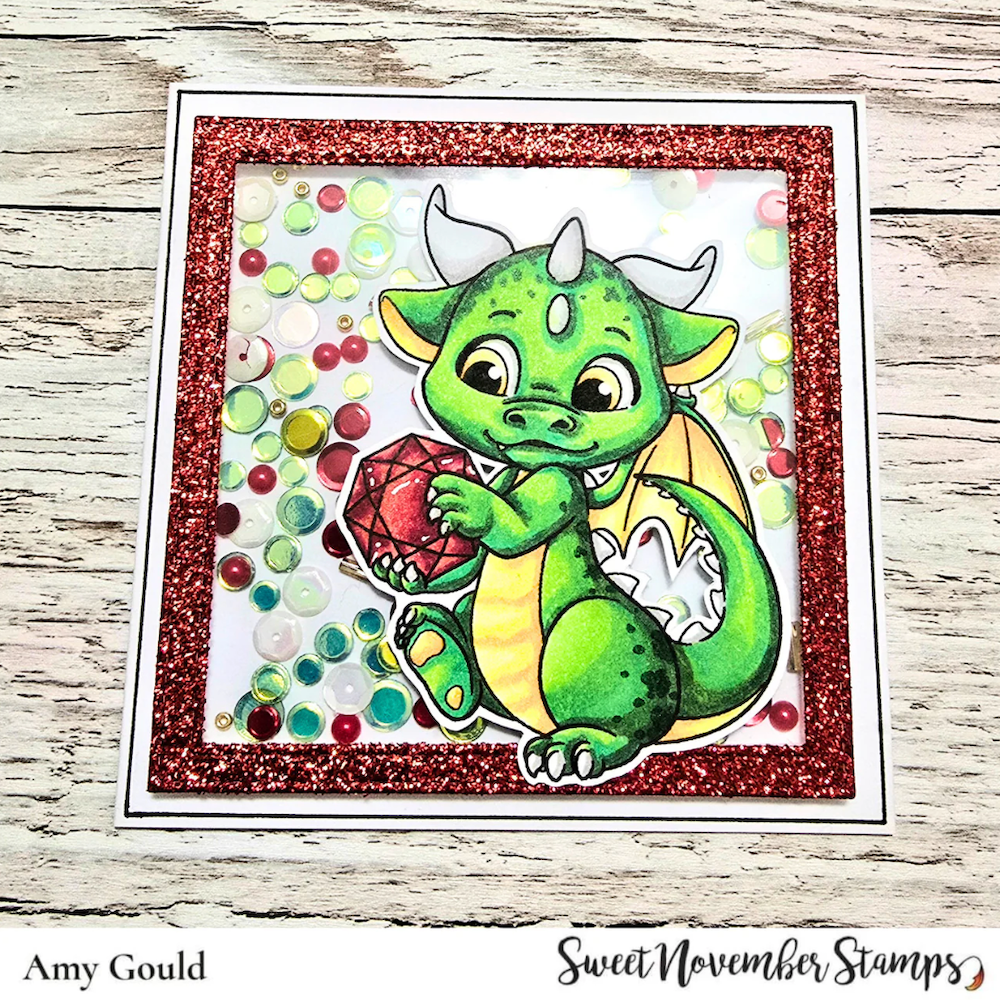 Sweet November Stamps July Ruby Dragon Clear Stamp Set sns-jr-dr-25 green