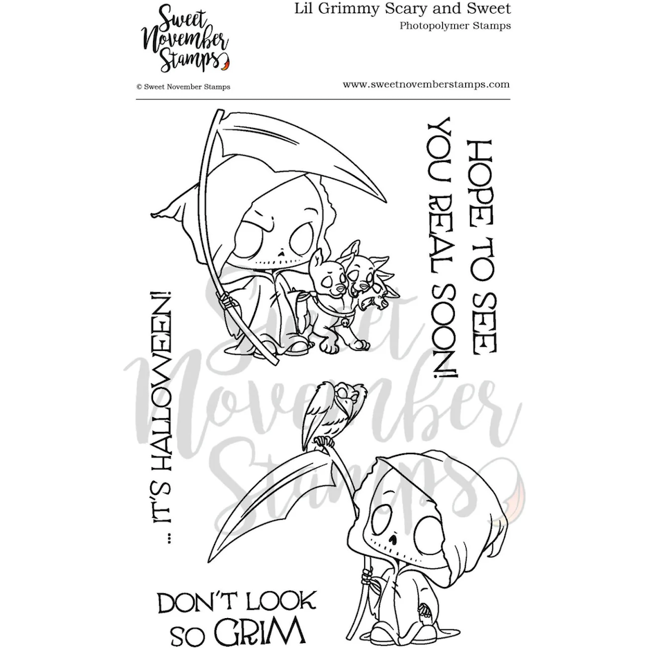 Sweet November Stamps Lil Grimmy Scary and Sweet Clear Stamp Set sns-hw-lg-24
