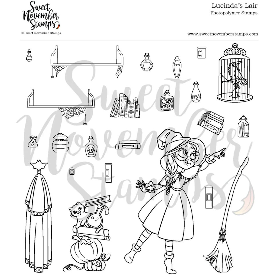 Sweet November Stamps Lucinda's Lair Clear Stamp Set sns-hw-ll-24