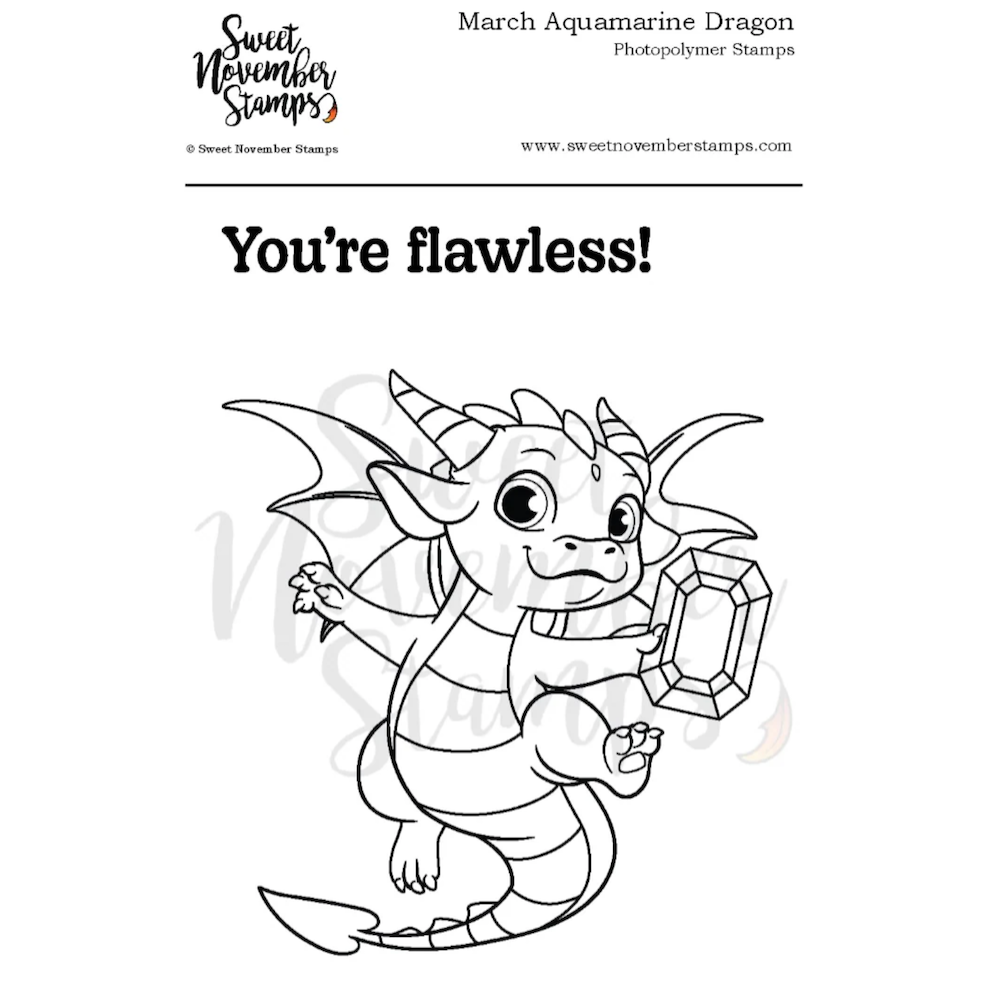 Sweet November Stamps March Aquamarine Dragon Clear Stamp Set sns-ma-dr-26