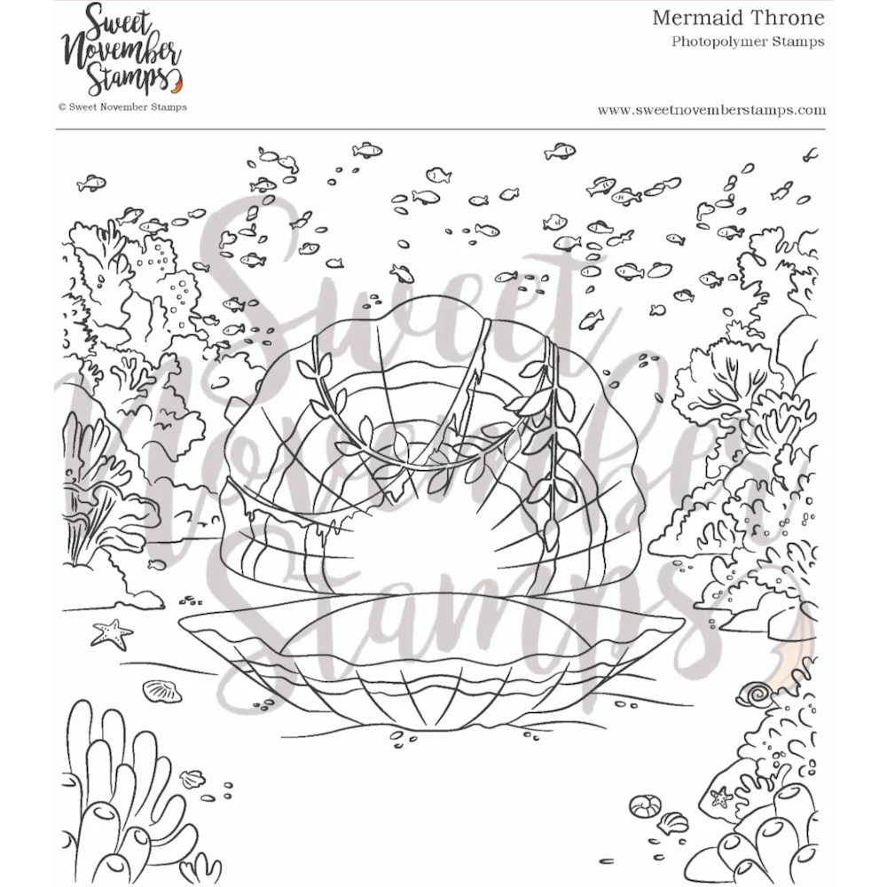 Sweet November Stamps Mermaid Throne Clear Stamp Set sns-bg-mt-26