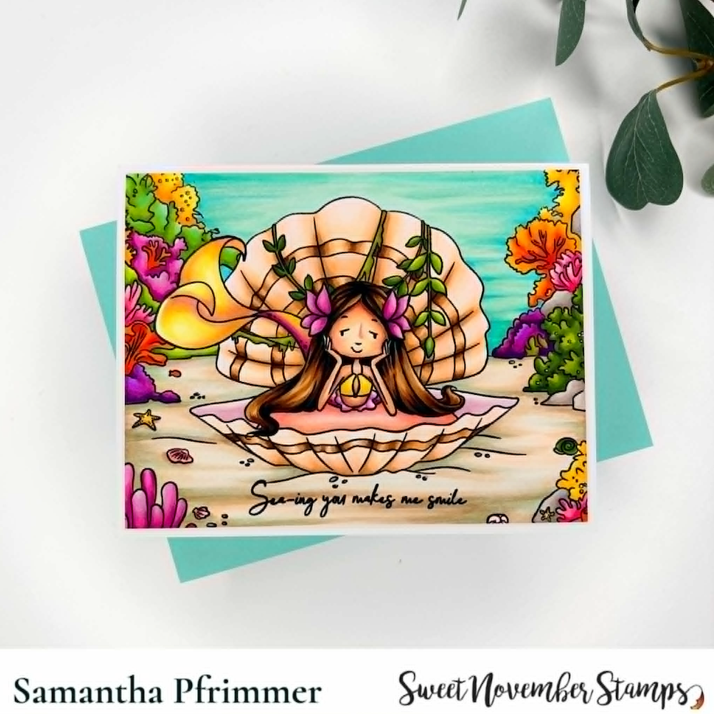 Sweet November Stamps Mermaid Throne Clear Stamp Set sns-bg-mt-26 samantha