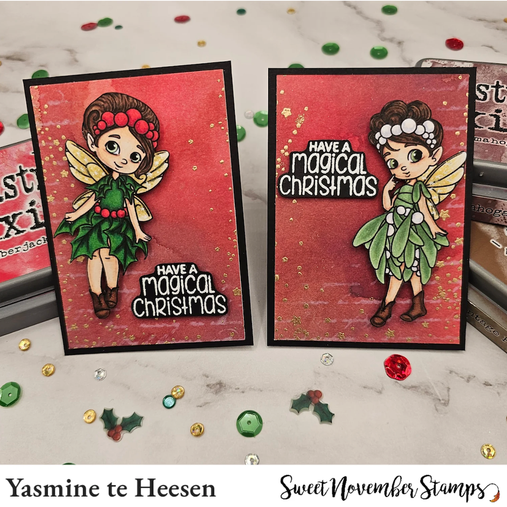 Sweet November Stamps Mistletoe and Holly Fairies Clear Stamp Set sns-xs-mh-24 yasmine