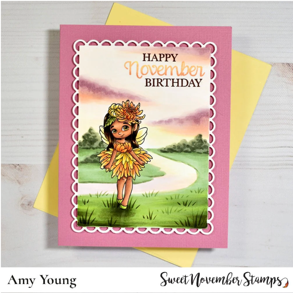 Sweet November Stamps November Chrysanthemum Fairy Clear Stamp Set sns-mf-ry-24 amy