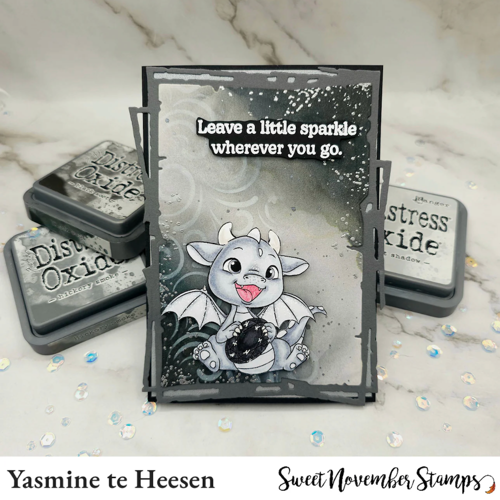Sweet November Stamps October Opal Dragon Clear Stamp Set shade