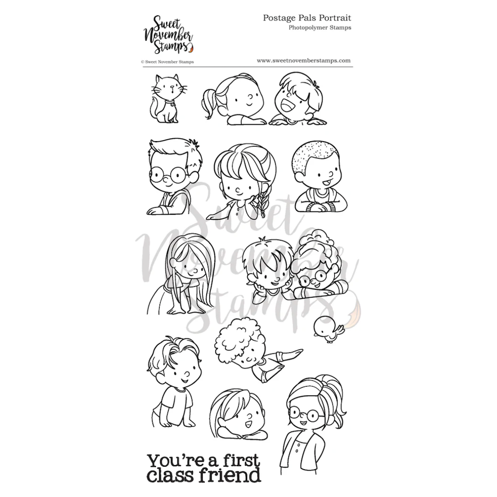 Sweet November Stamps Postage Pals Portrait Clear Stamp Set sns-fb-pp-25