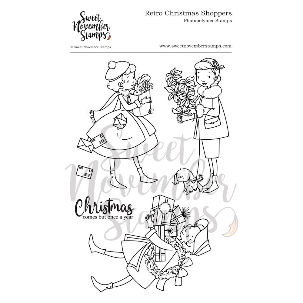 Sweet November Stamps Retro Christmas Shoppers Clear Stamp Set sns-xs-rs-24
