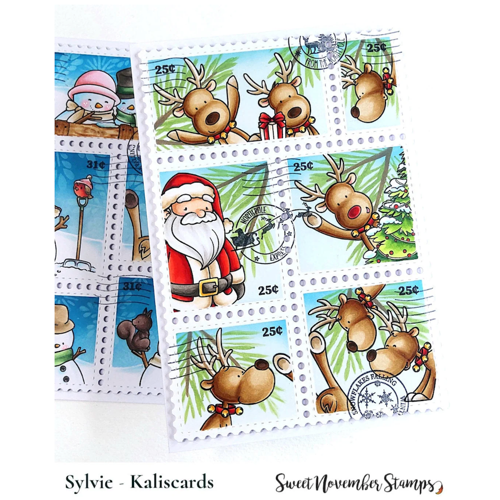 Sweet November Stamps Santa and Reindeer Postage Pals Clear Stamp Set sns-pp-sr-25 reindeer