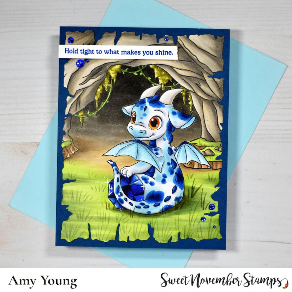 Sweet November Stamps September Sapphire Dragon Clear Stamp Set sns-ss-dr-25 blue