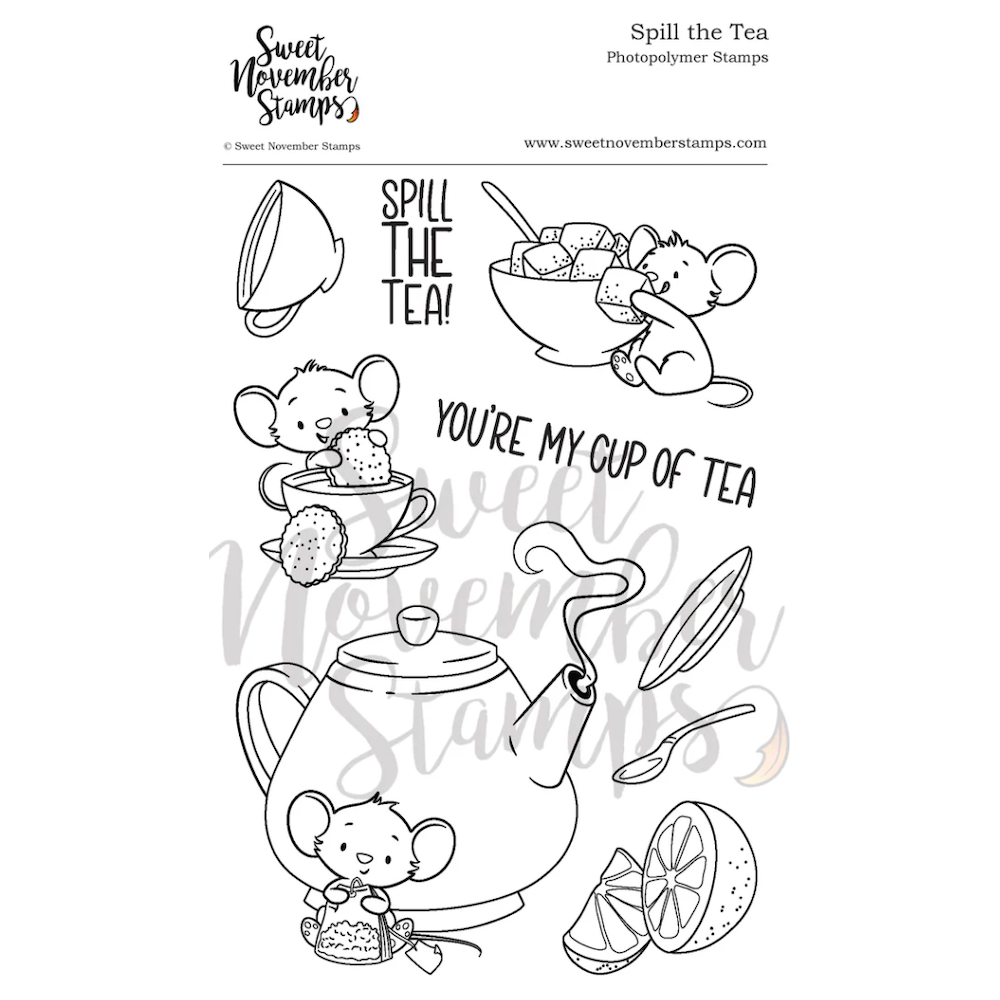 Sweet November Stamps Spill the Tea Clear Stamp Set sns-fb-st-25
