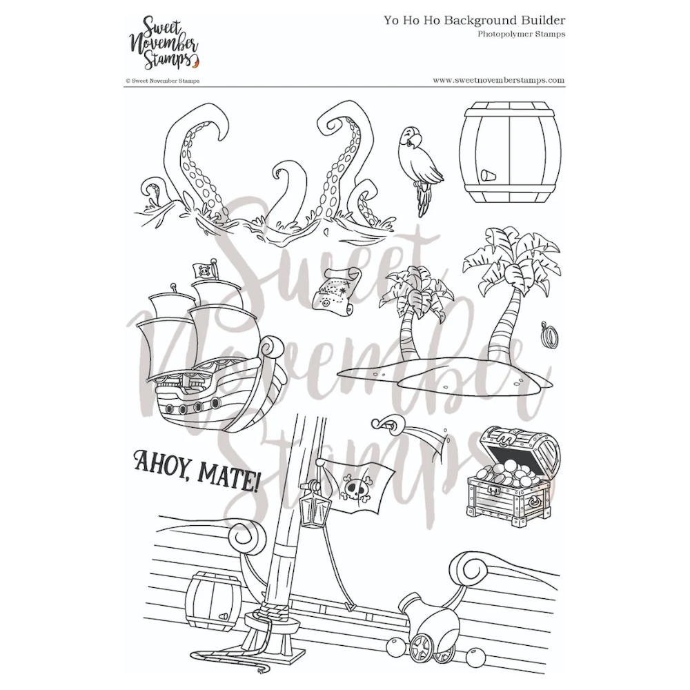 Sweet November Stamps Yo Ho Ho Background Builder Clear Stamp Set sns-bb-yo-25