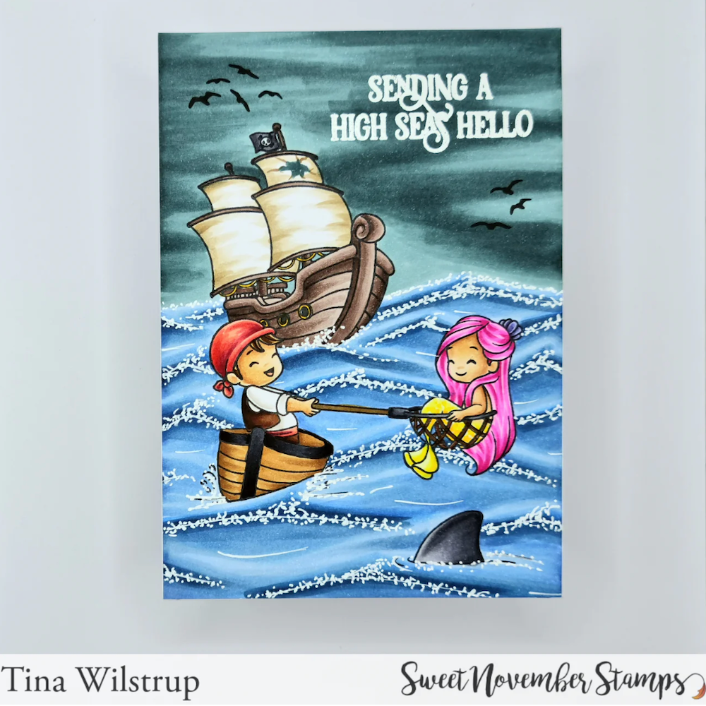 Sweet November Stamps Yo Ho Ho Background Builder Clear Stamp Set sns-bb-yo-25 mermaid