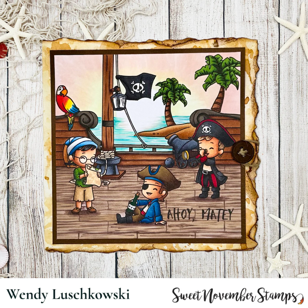 Sweet November Stamps Yo Ho Ho Background Builder Clear Stamp Set sns-bb-yo-25 pirate