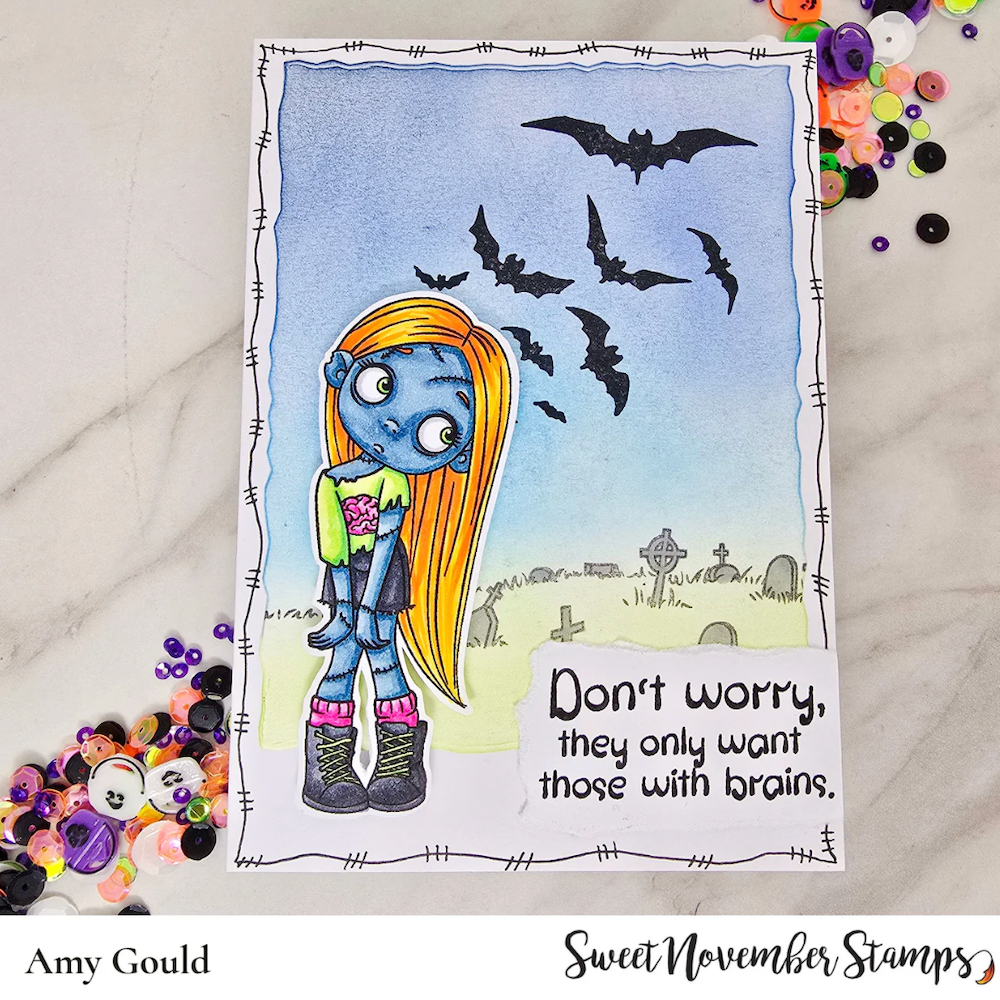 Sweet November Stamps Zoe the Zombie Clear Stamp Set sns-zz-hw-25 amy