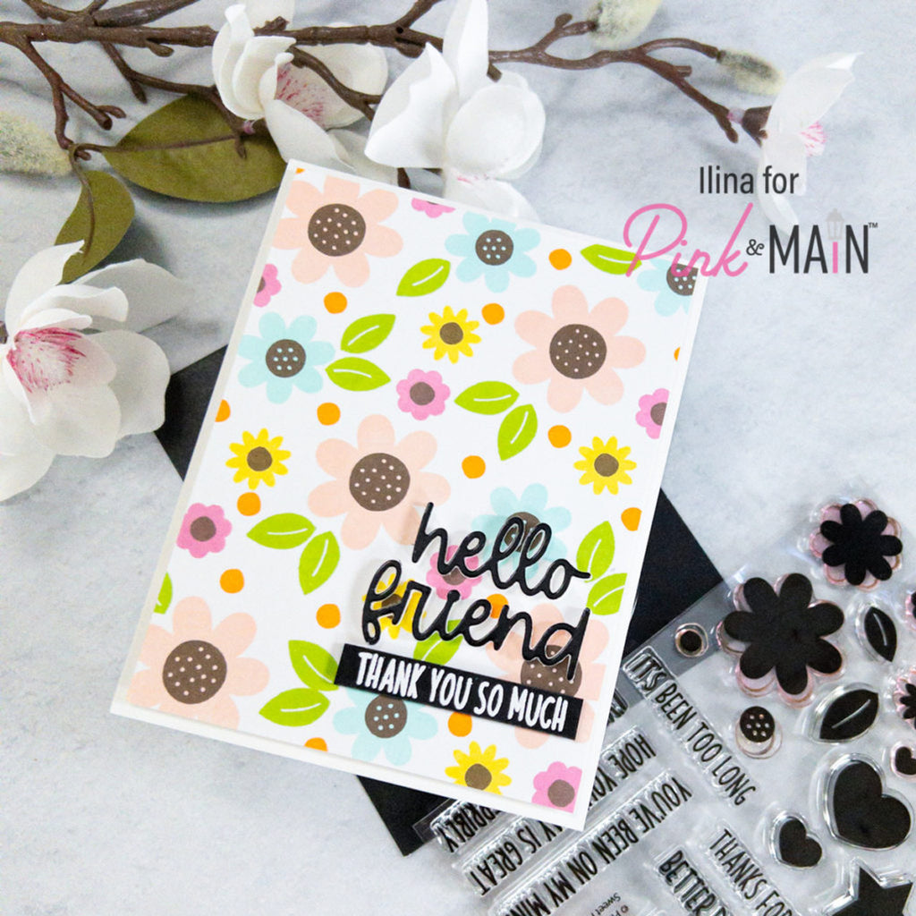 Pink and Main Sweet Posies Clear Stamps PM0595 Hello Friend
