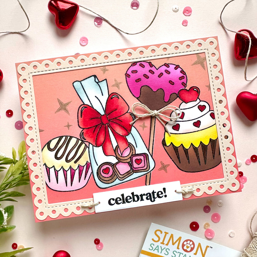 Simon Says Stamp Set of 4 Stencils Sweet Treats 1070stc To Be Loved Love Card