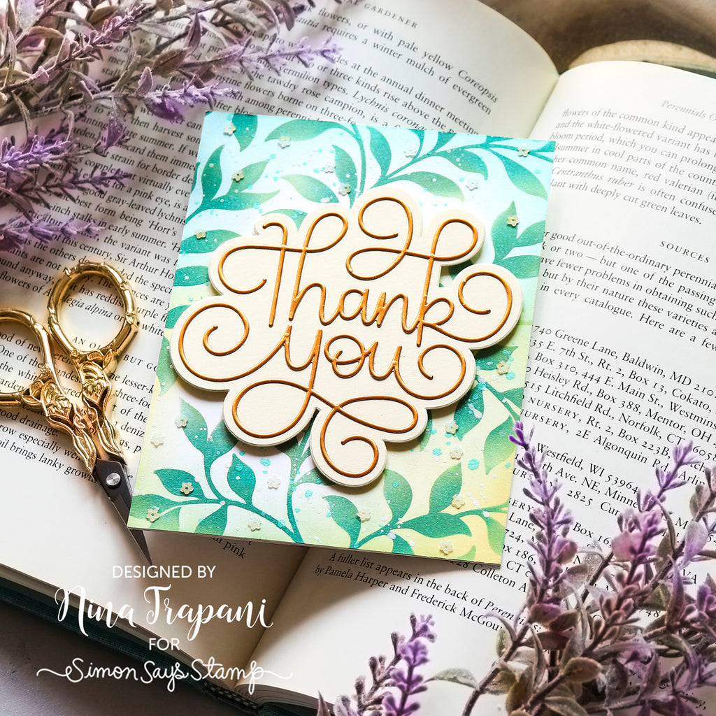 Simon Says Stamp Swirled Thank You Wafer Dies 1635sd Shine On Leafy Thank You Card Nina-Marie Trapani
