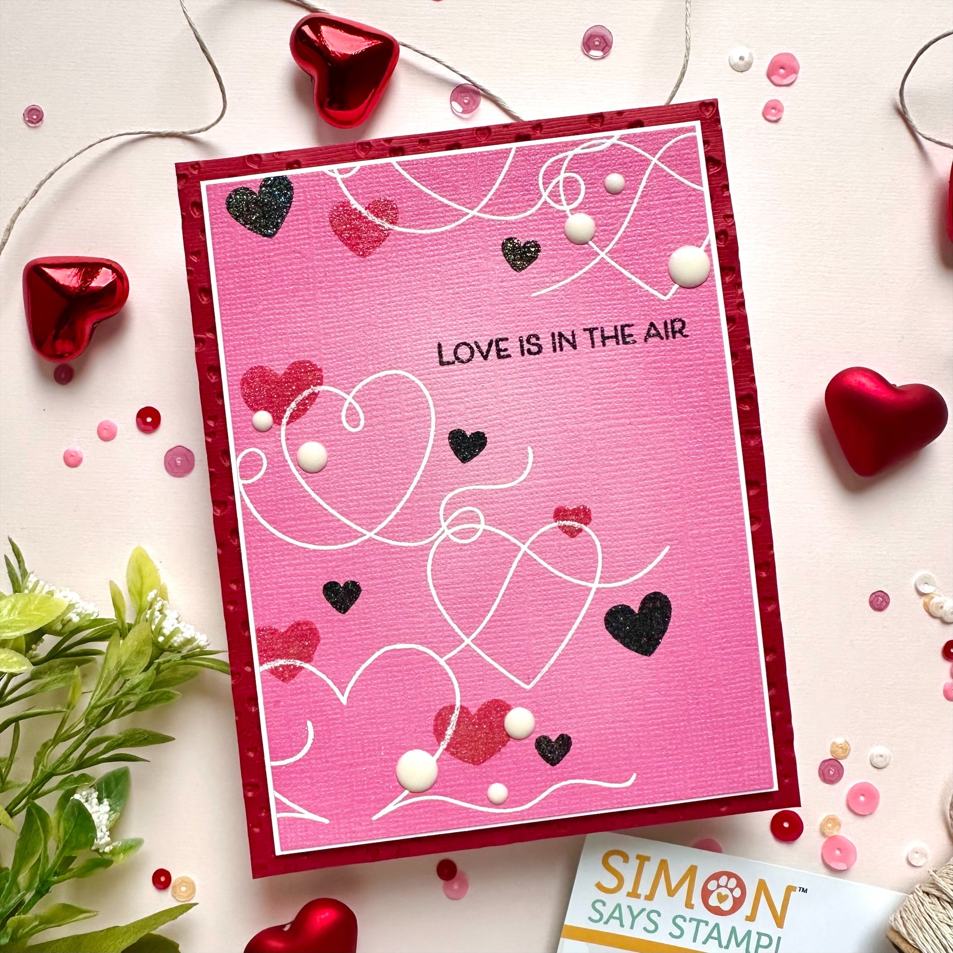 Simon Says Clear Stamps Swirly Hearts 3173ssc To Be Loved Love Card