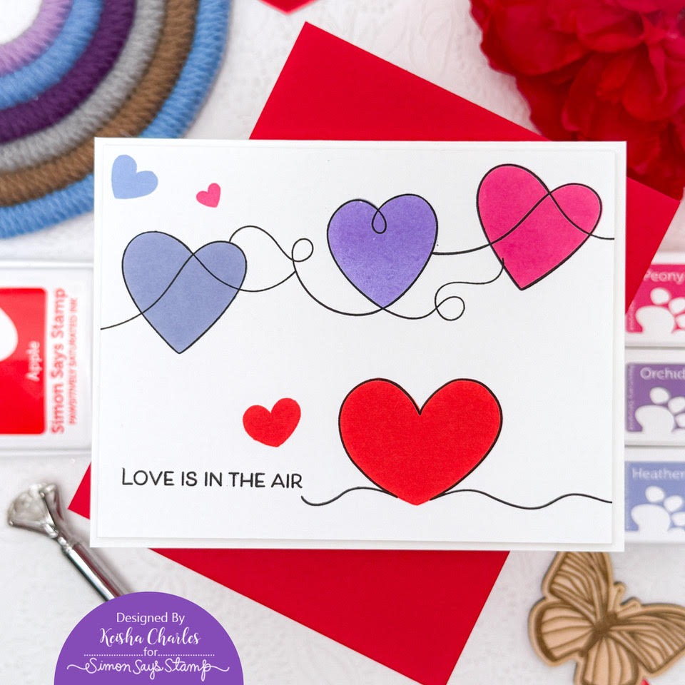 Simon Says Clear Stamps Swirly Hearts 3173ssc To Be Loved Love Card