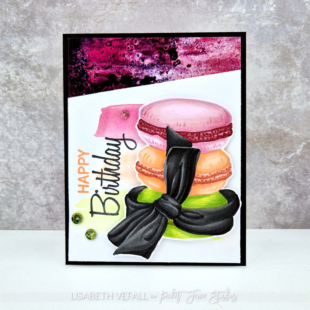 Picket Fence Studios Macarons are Meant to Help Clear Stamps t-116 birthday cookies