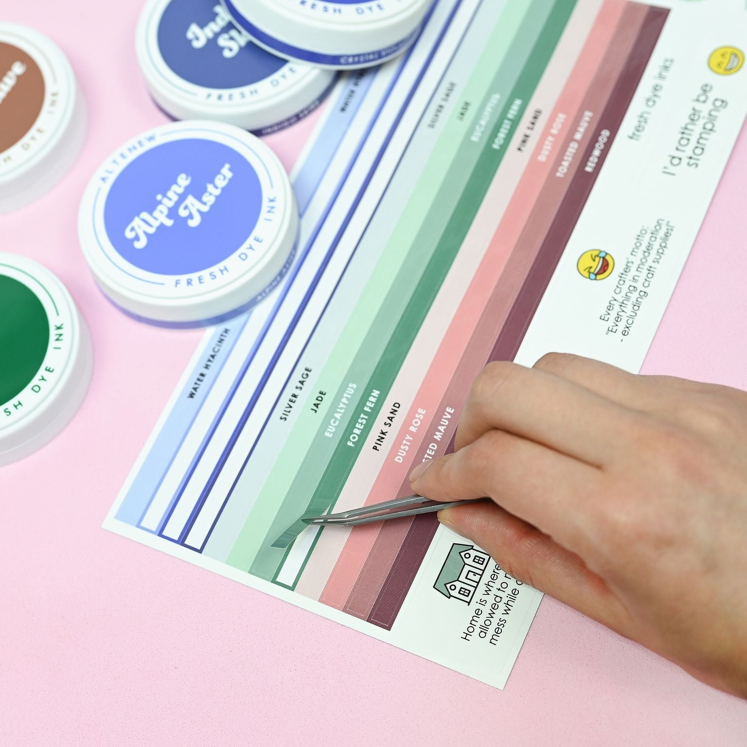 Altenew Round Ink Pads Label Set Blue Mountains, Frosted Foliage, Woodland Escape alt7977 stickers