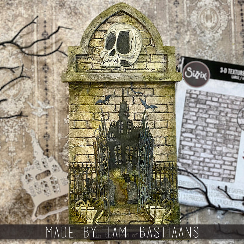 Tim Holtz Sizzix 3D Large A5 Embossing Folder Brickwork and Pad Bundle
