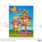 Pretty Pink Posh Spring Birdhouses Clear Stamps sending hugs and kisses