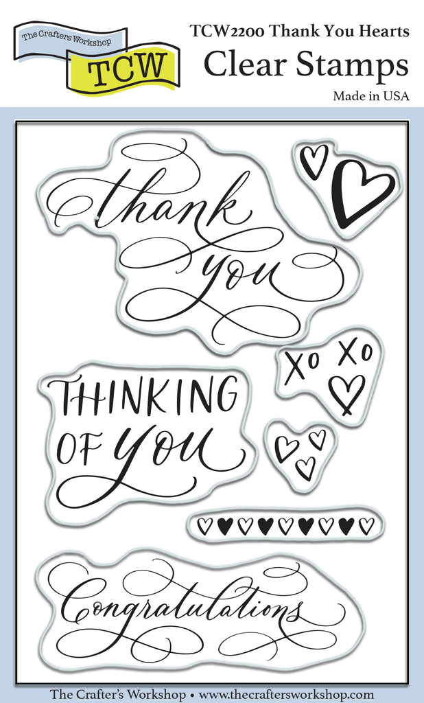 The Crafter’s Workshop Thank You Hearts Stamp Set tcw2200