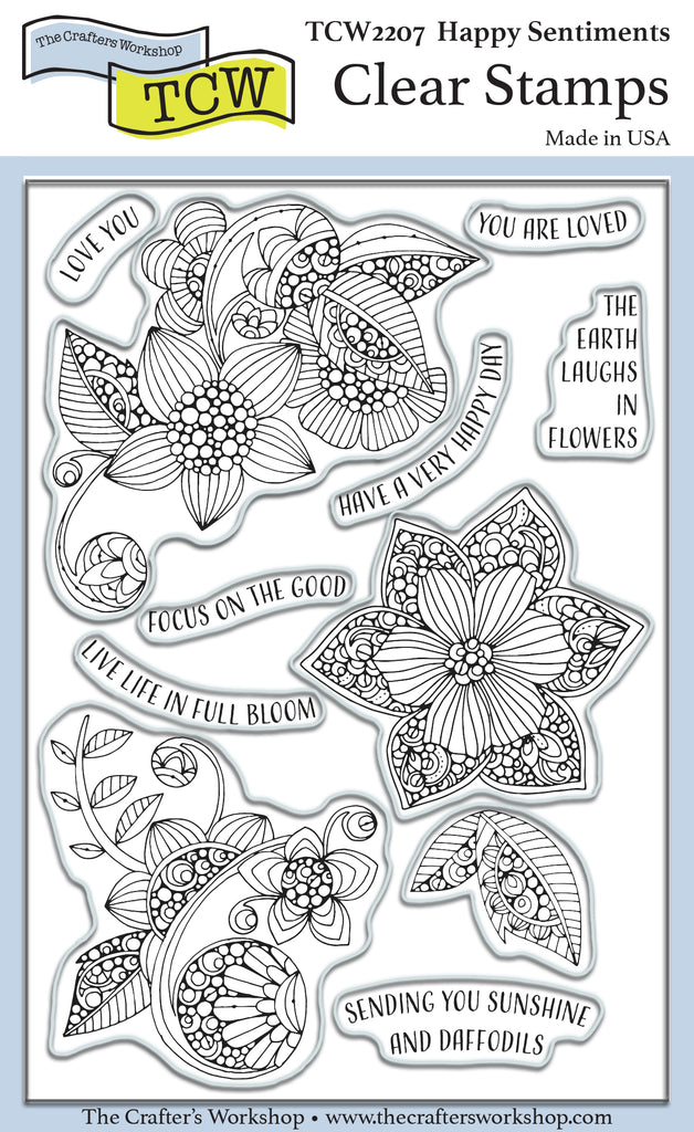 The Crafter’s Workshop Happy Sentiments Stamp Set tcw2207