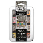 Tim Holtz Mini Distress Ink Storage Tin Ranger TDA42013 with inks and label