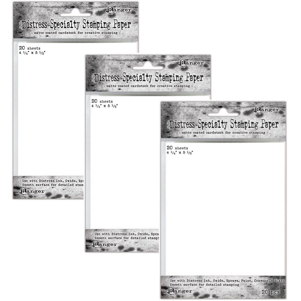 Tim Holtz Distress 4.25 x 5.5 Specialty Stamping Paper Bundle Of 3 Ranger