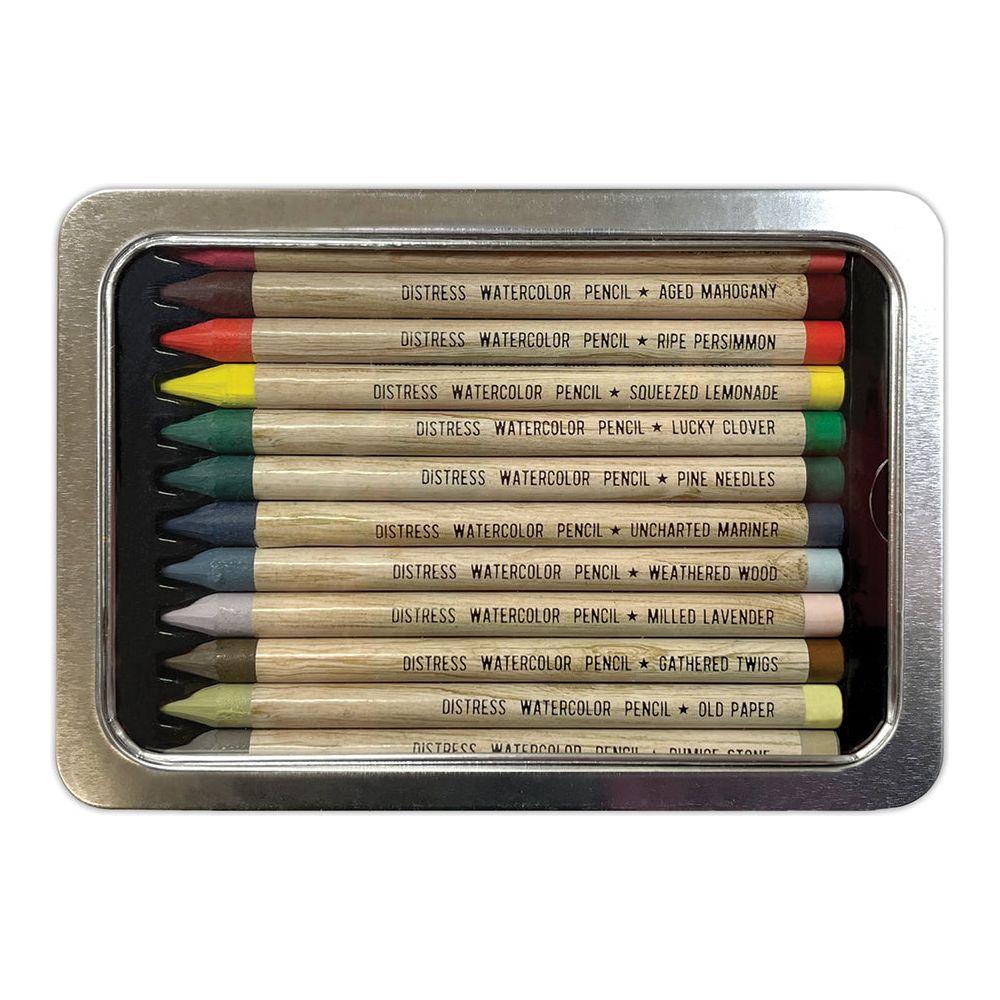 Tim Holtz Distress Watercolor Pencils Set 5 And Pencil Sharpener Bundle unwrapped