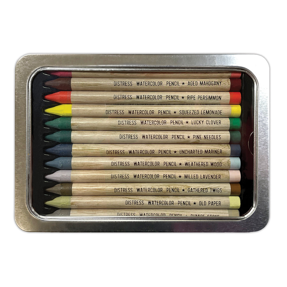 Tim Holtz Distress Watercolor Pencils Set 5 And Pencil Sharpener Bundle unwrapped