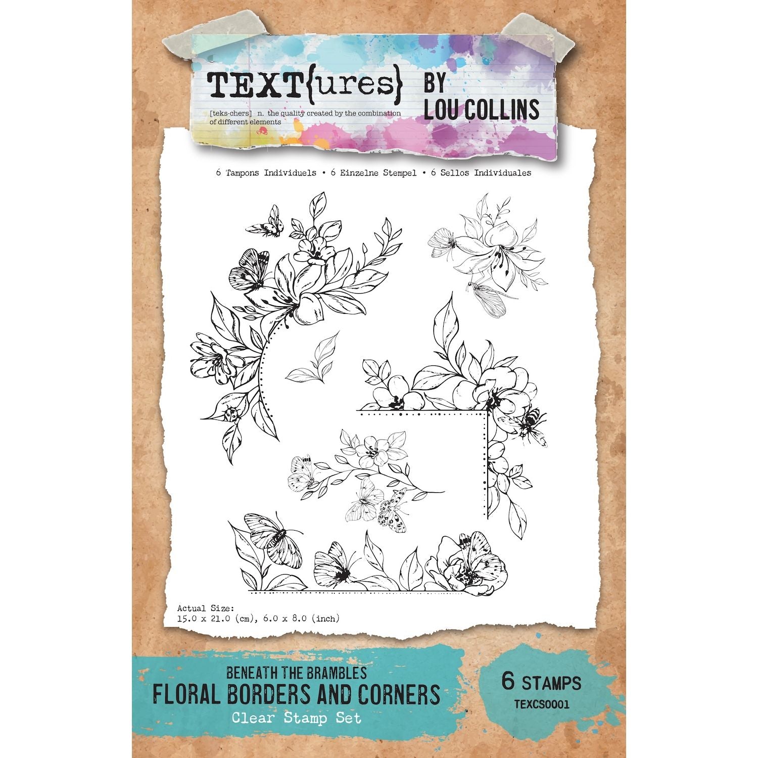 TEXT{ures} Beneath the Brambles Floral Borders and Corners Clear Stamp Set texcs0001
