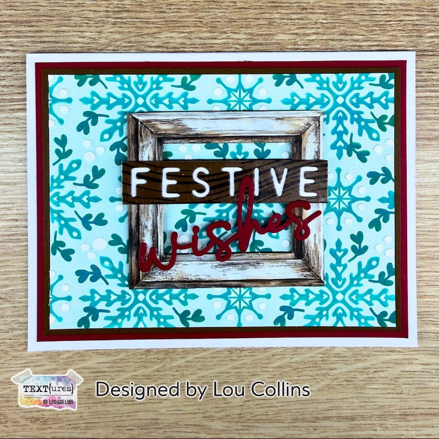 TEXT{ures} Festive Words Die Set texcd0007 blue snowflakes festive wishes card lou collins