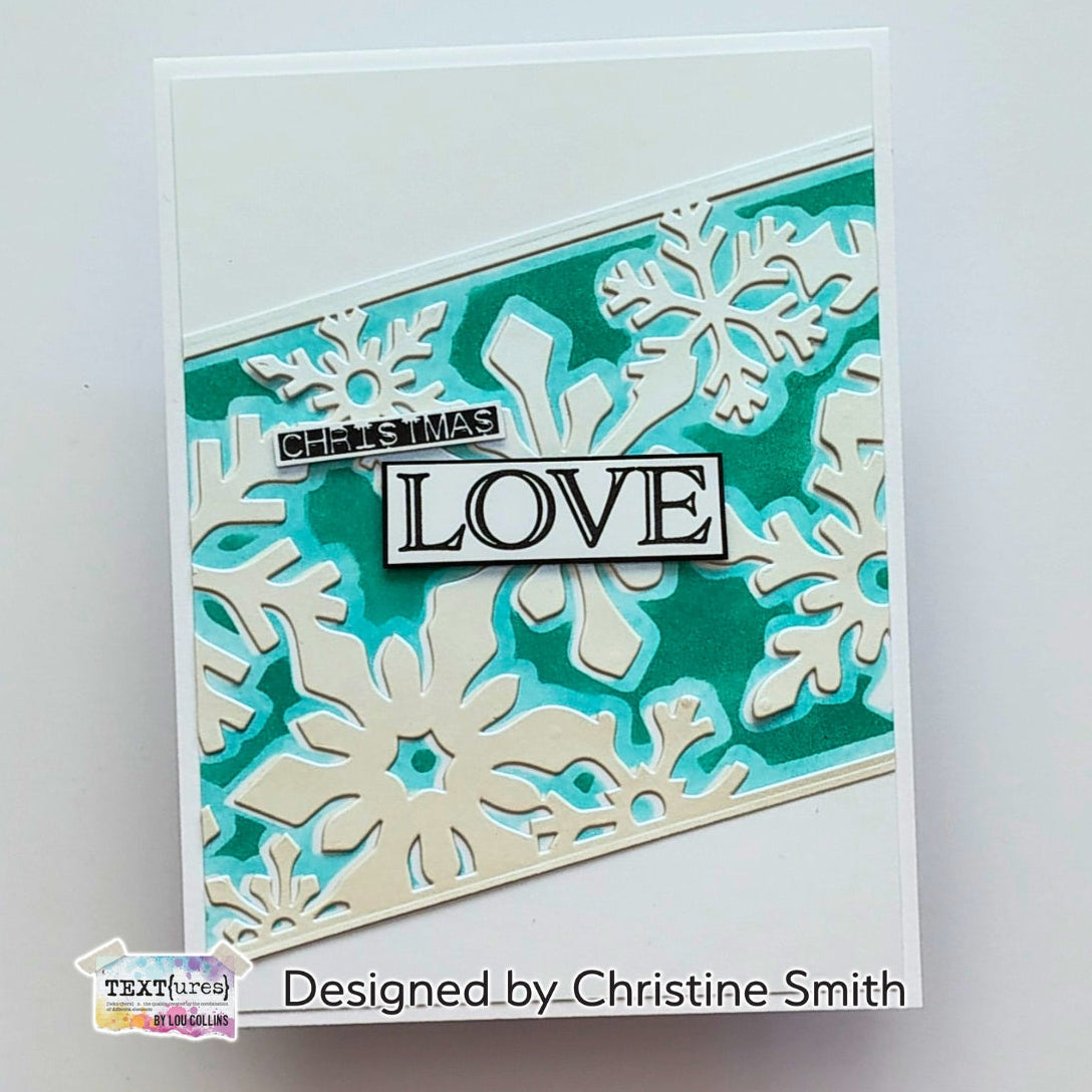 TEXT{ures} Layered Snowflake Panel Die Set texcd0006 blue trim christmas love card christine smith