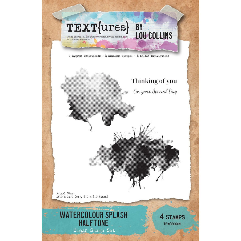 TEXT{ures} Watercolour Splash Halftone Clear Stamp Set texcs0005